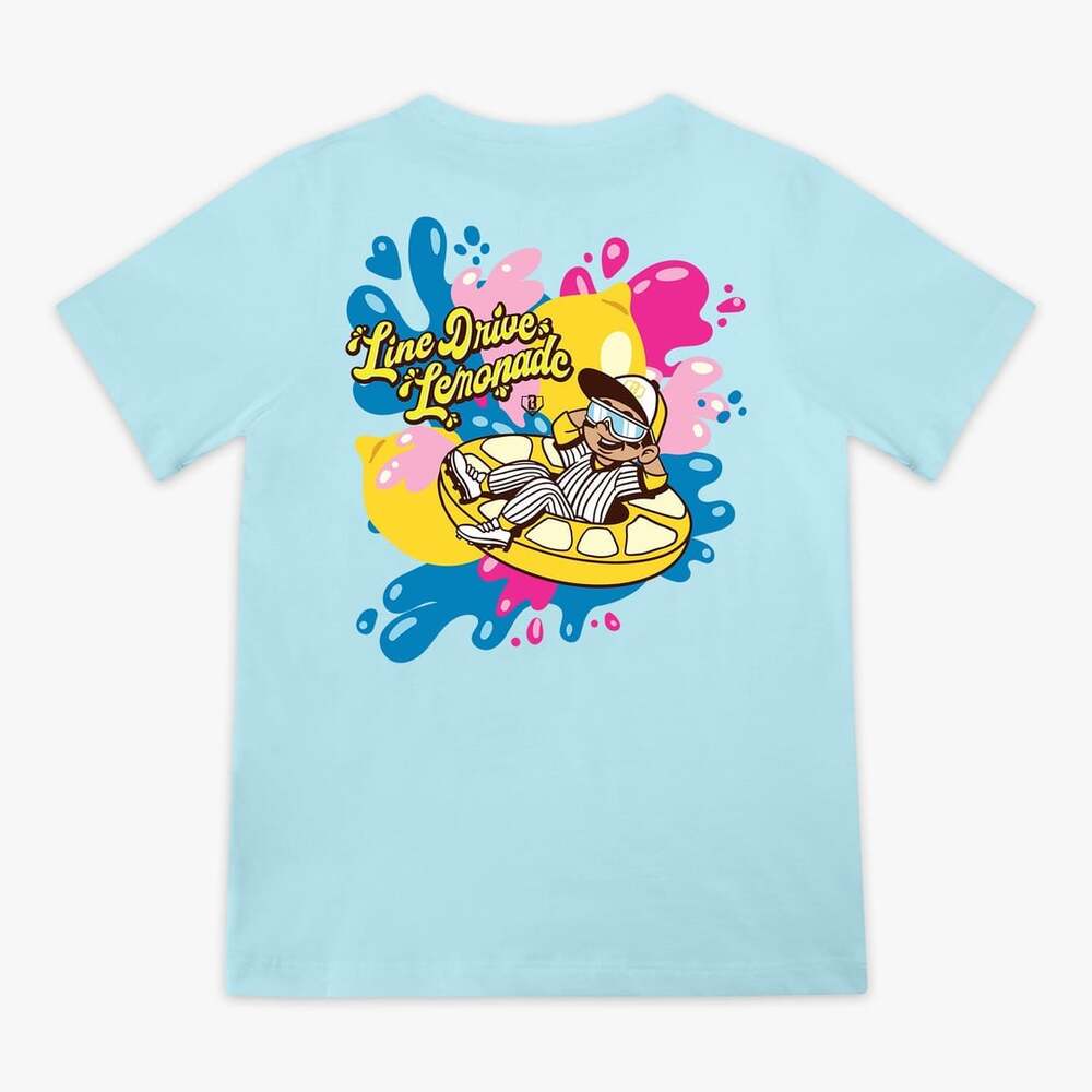 Baseball Lifestyle 101 Line Drive Lemonade T-Shirt Size Medium Blue